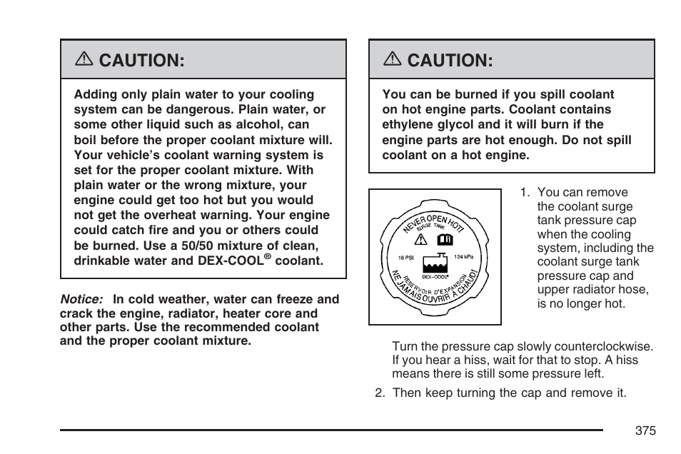 Caution | Cadillac 2007 DTS User Manual | Page 375 / 508