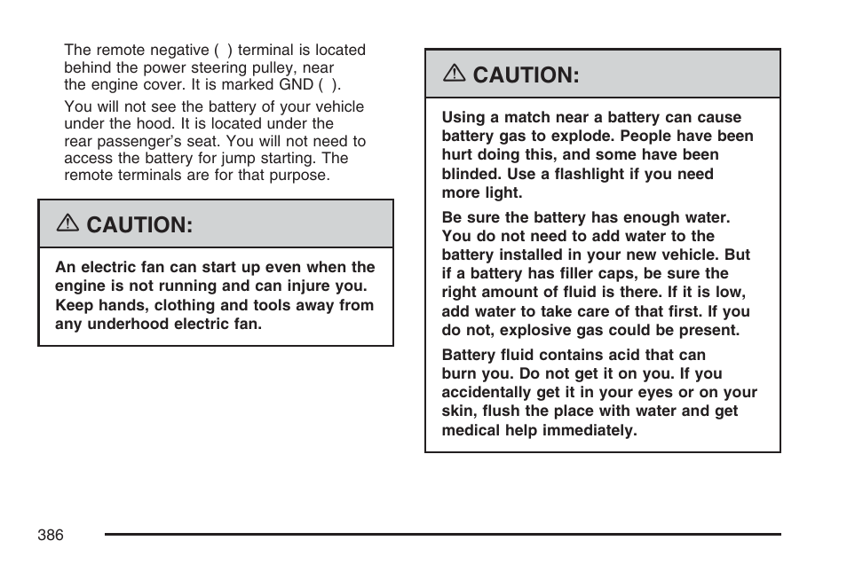 Caution | Cadillac 2007 DTS User Manual | Page 386 / 508
