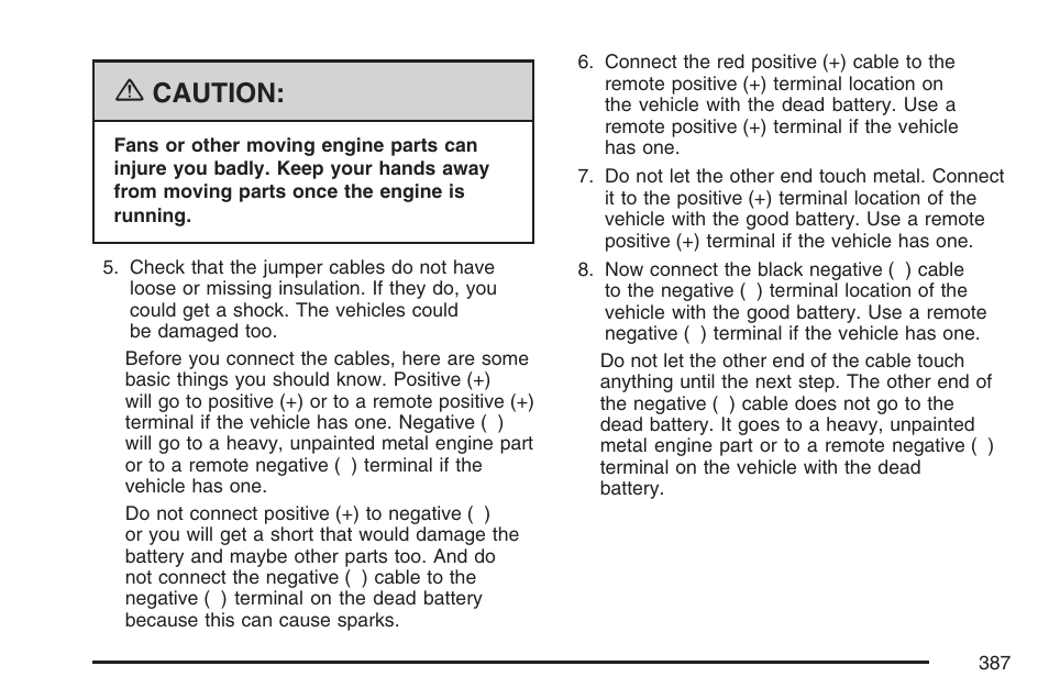Caution | Cadillac 2007 DTS User Manual | Page 387 / 508