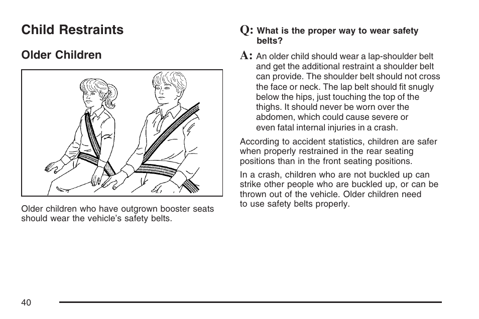 Child restraints, Older children | Cadillac 2007 DTS User Manual | Page 40 / 508