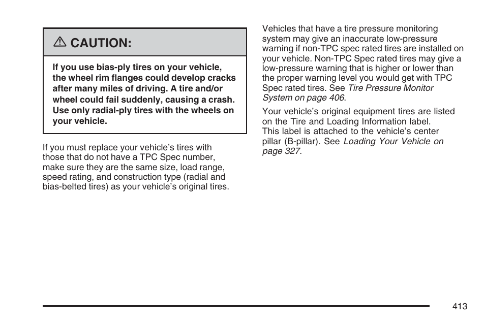 Caution | Cadillac 2007 DTS User Manual | Page 413 / 508