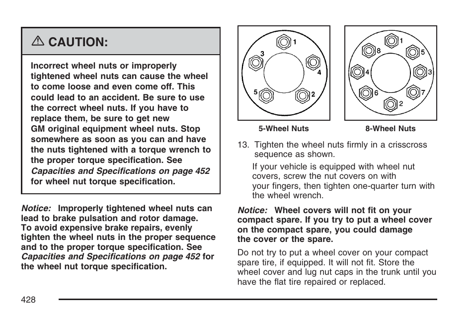 Caution | Cadillac 2007 DTS User Manual | Page 428 / 508