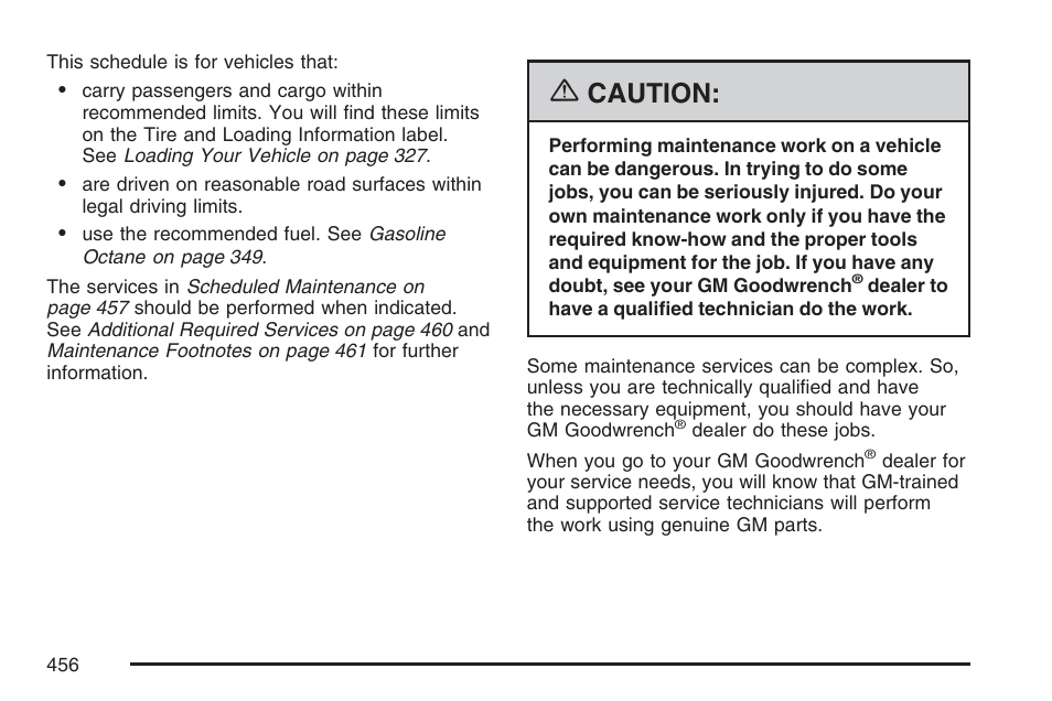 Caution | Cadillac 2007 DTS User Manual | Page 456 / 508