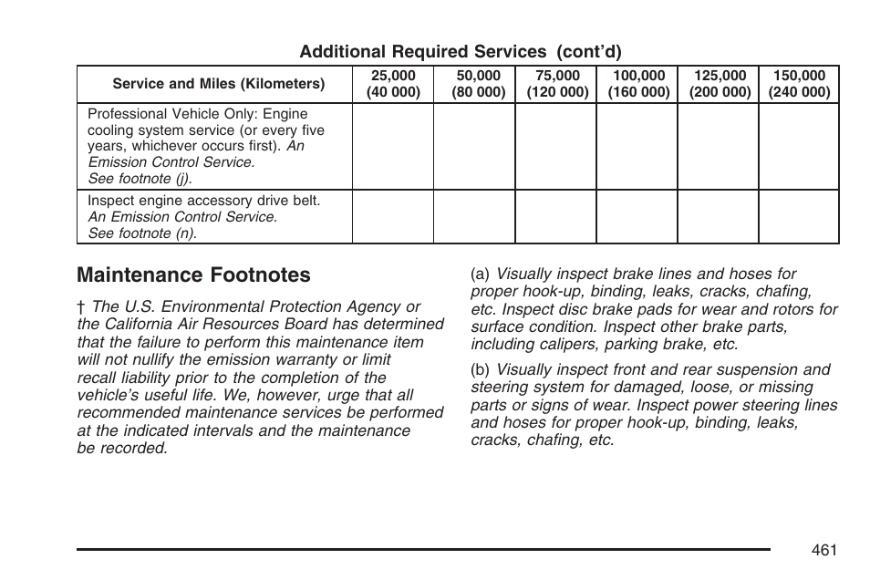 Maintenance footnotes | Cadillac 2007 DTS User Manual | Page 461 / 508