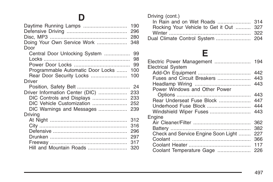 Cadillac 2007 DTS User Manual | Page 497 / 508