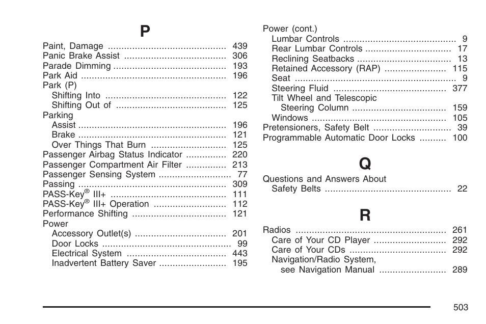 Cadillac 2007 DTS User Manual | Page 503 / 508