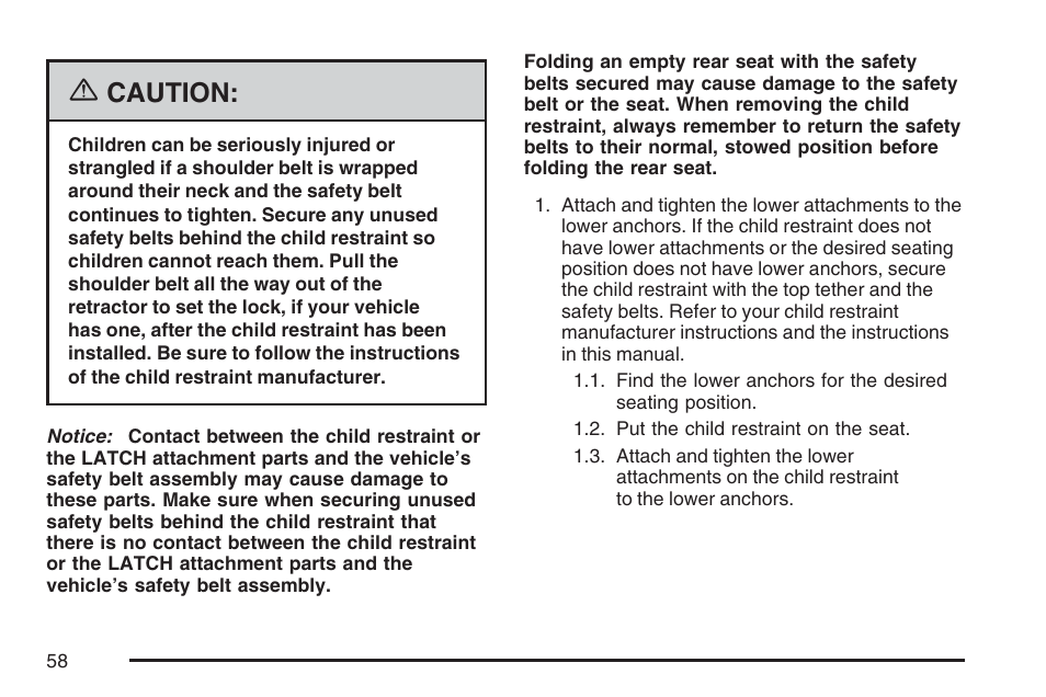 Caution | Cadillac 2007 DTS User Manual | Page 58 / 508