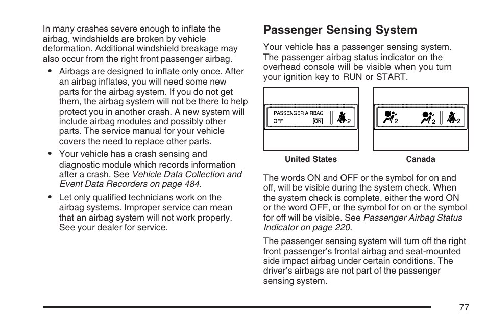 Passenger sensing system | Cadillac 2007 DTS User Manual | Page 77 / 508