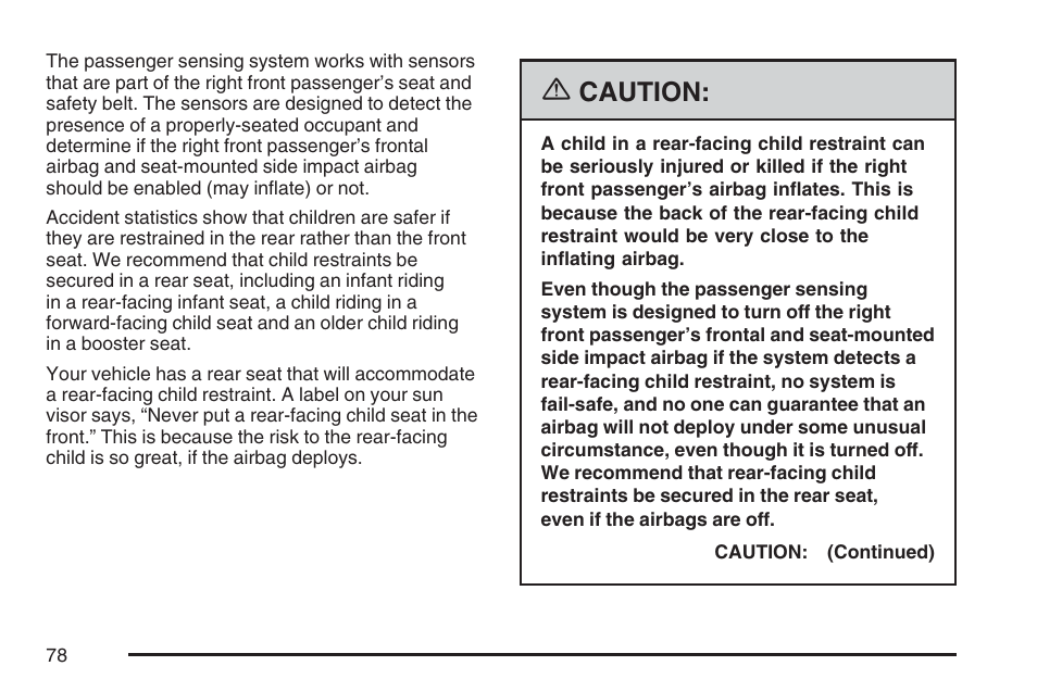 Caution | Cadillac 2007 DTS User Manual | Page 78 / 508