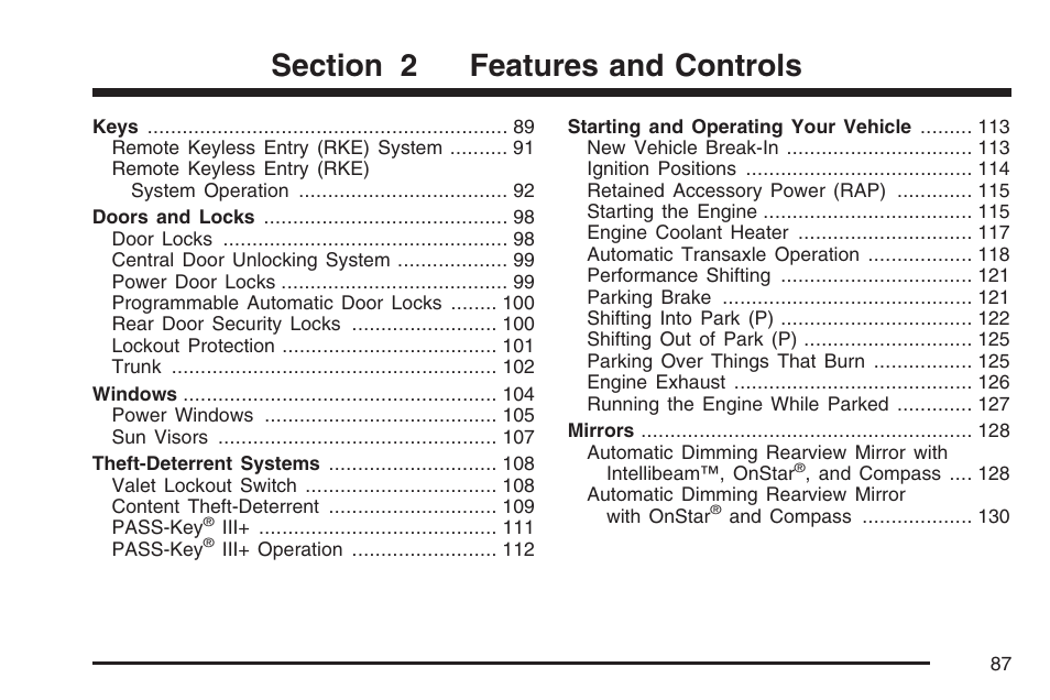 Features and controls | Cadillac 2007 DTS User Manual | Page 87 / 508