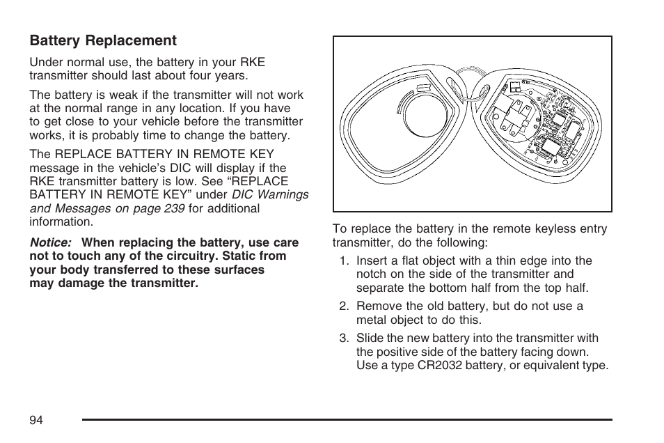 Battery replacement | Cadillac 2007 DTS User Manual | Page 94 / 508