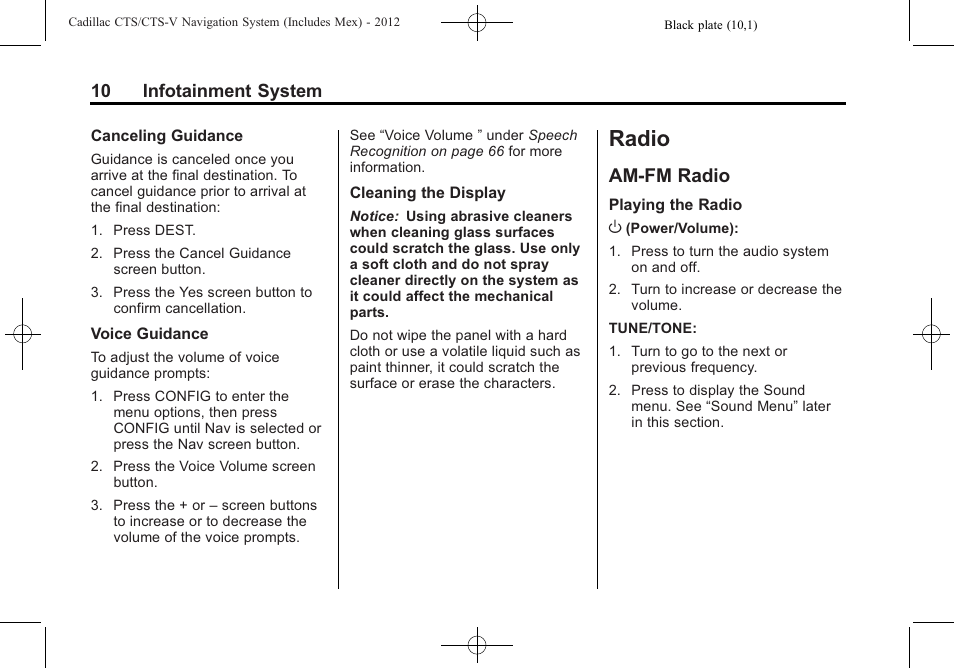 Radio, Am-fm radio, Explanations | Cadillac CTS User Manual | Page 10 / 76