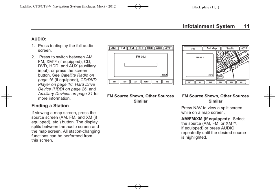 Infotainment system 11 | Cadillac CTS User Manual | Page 11 / 76