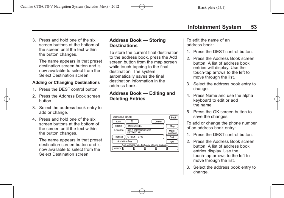 Infotainment system 53 | Cadillac CTS User Manual | Page 53 / 76