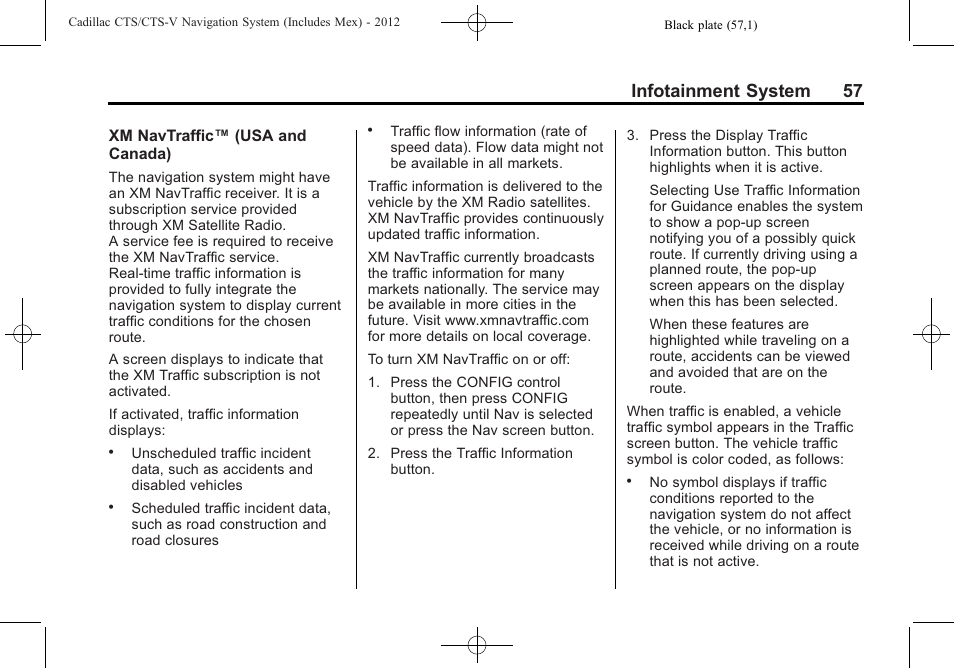 Infotainment system 57 | Cadillac CTS User Manual | Page 57 / 76