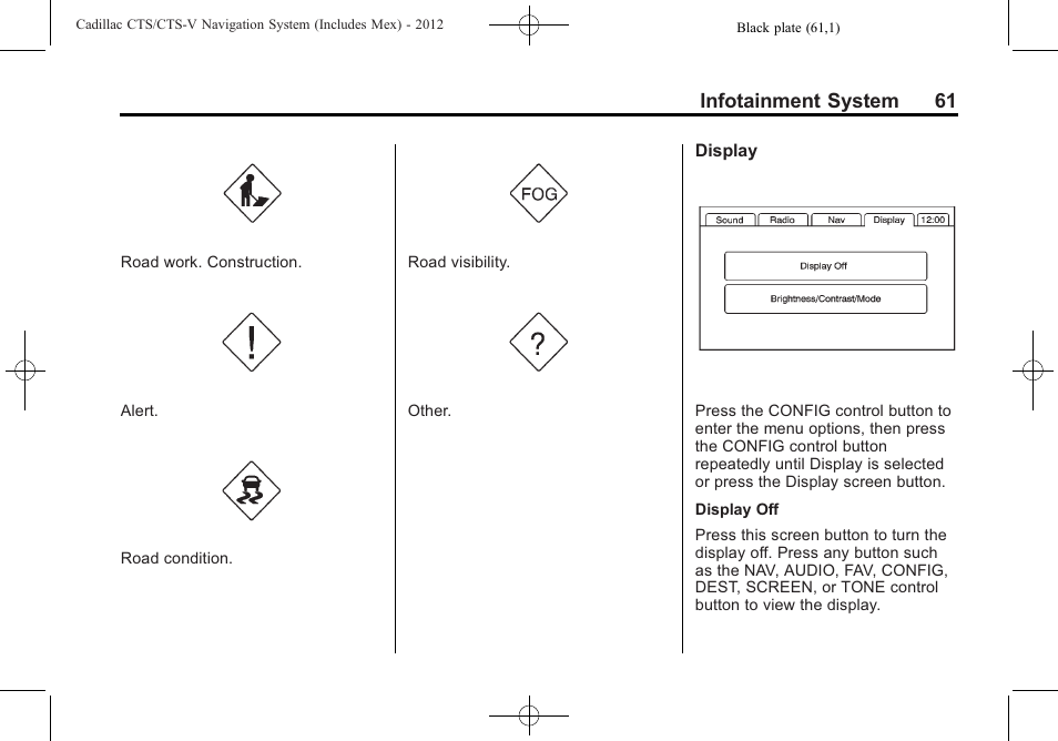 Infotainment system 61 | Cadillac CTS User Manual | Page 61 / 76