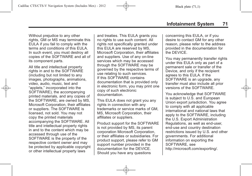 Infotainment system 71 | Cadillac CTS User Manual | Page 71 / 76