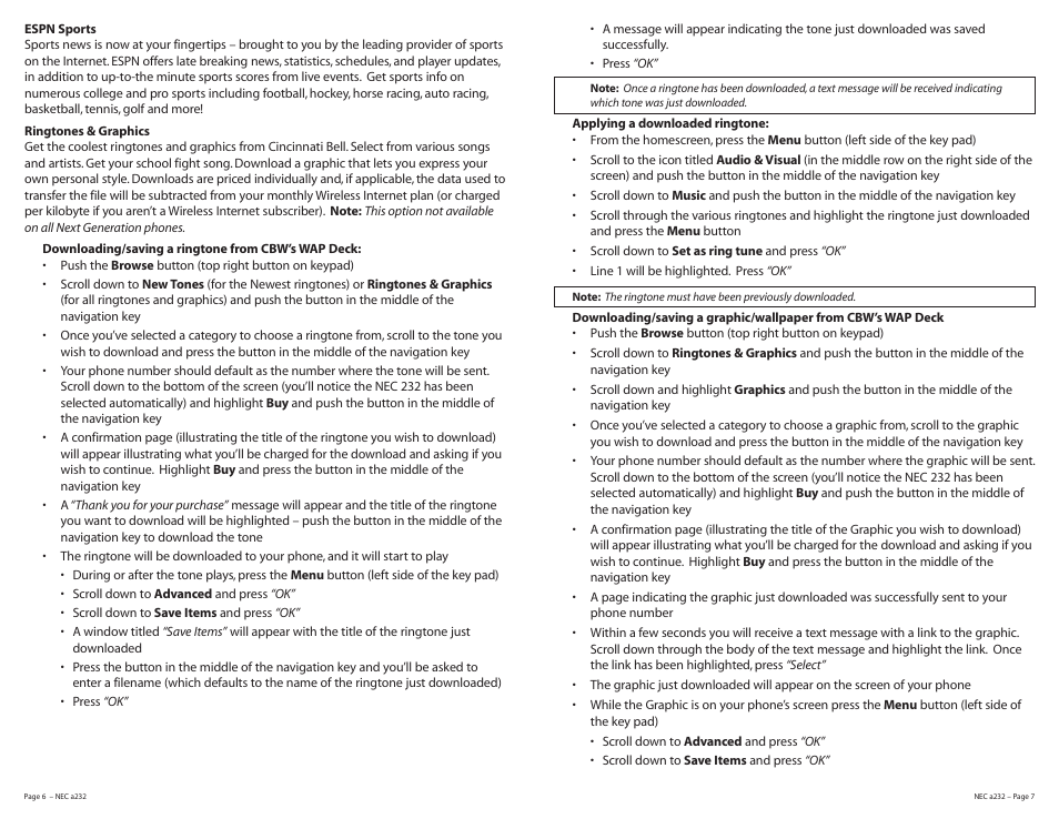 Cincinnati Bell NEC A232 User Manual | Page 4 / 9