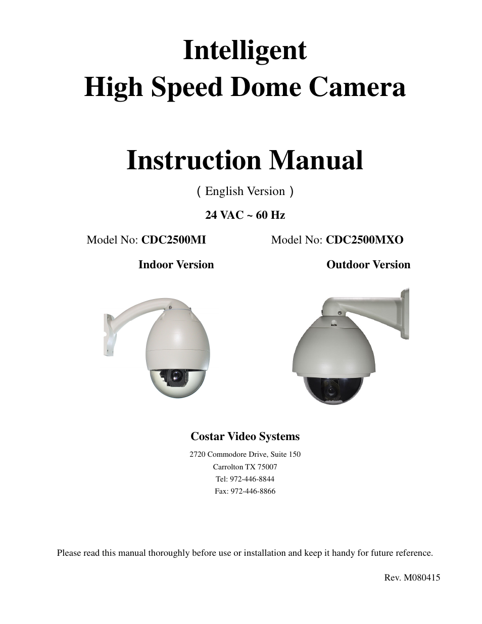 Costar CDC2500MI User Manual | 35 pages
