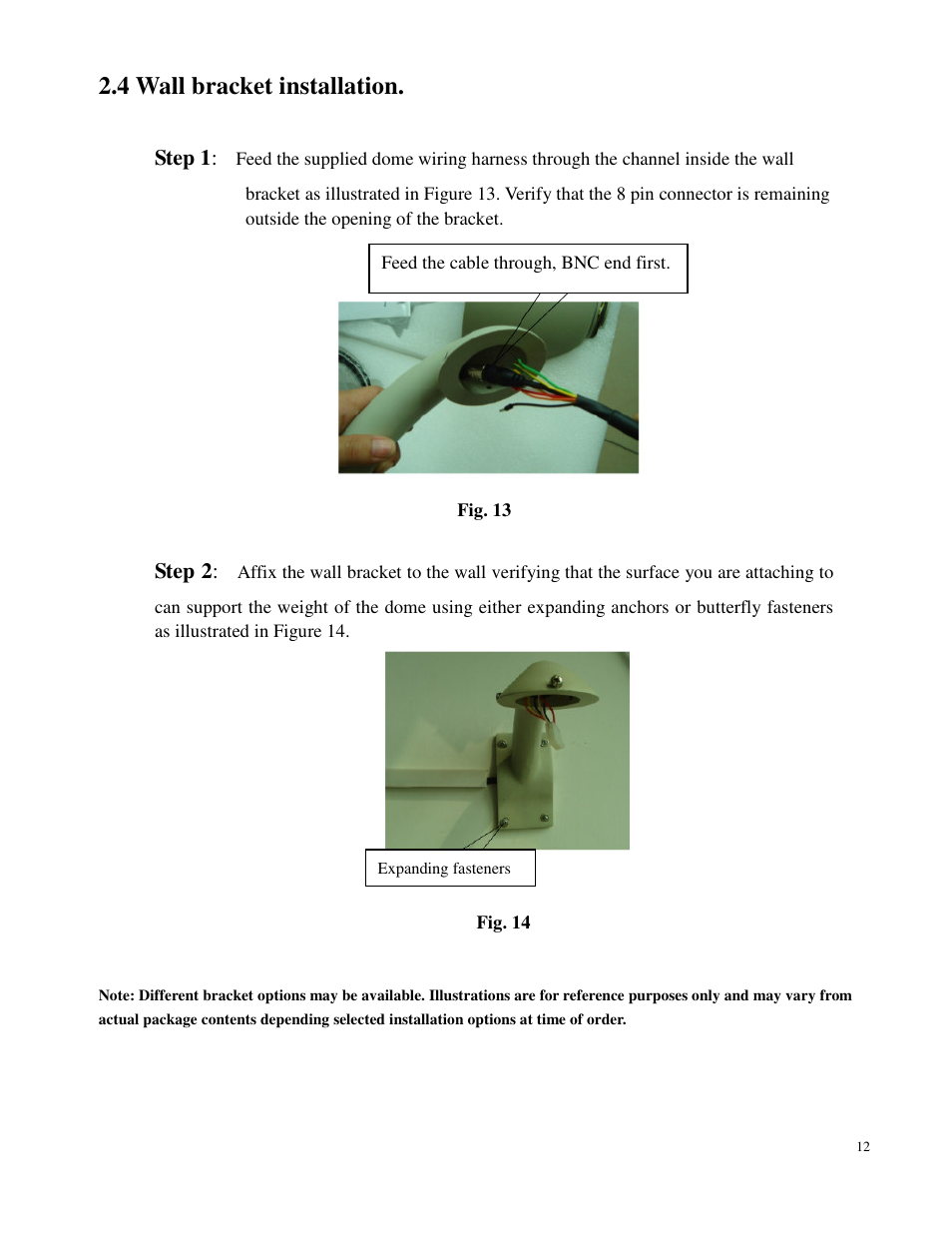 4 wall bracket installation, Step 1, Step 2 | Costar CDC2500MI User Manual | Page 13 / 35