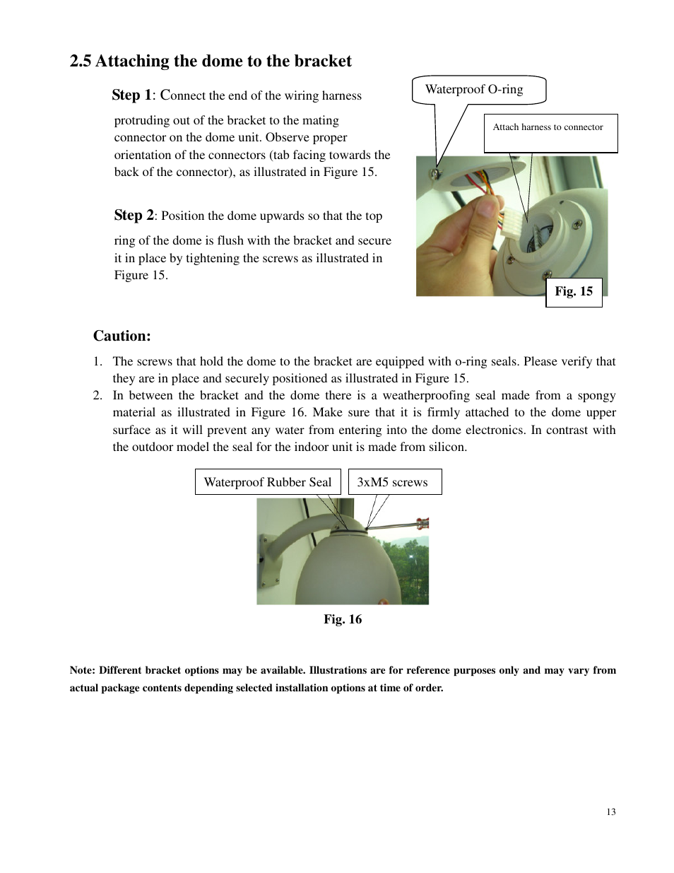 5 attaching the dome to the bracket | Costar CDC2500MI User Manual | Page 14 / 35