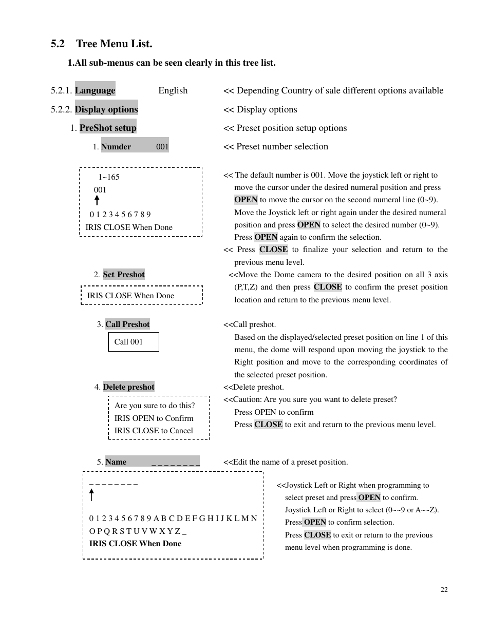 2 tree menu list | Costar CDC2500MI User Manual | Page 23 / 35