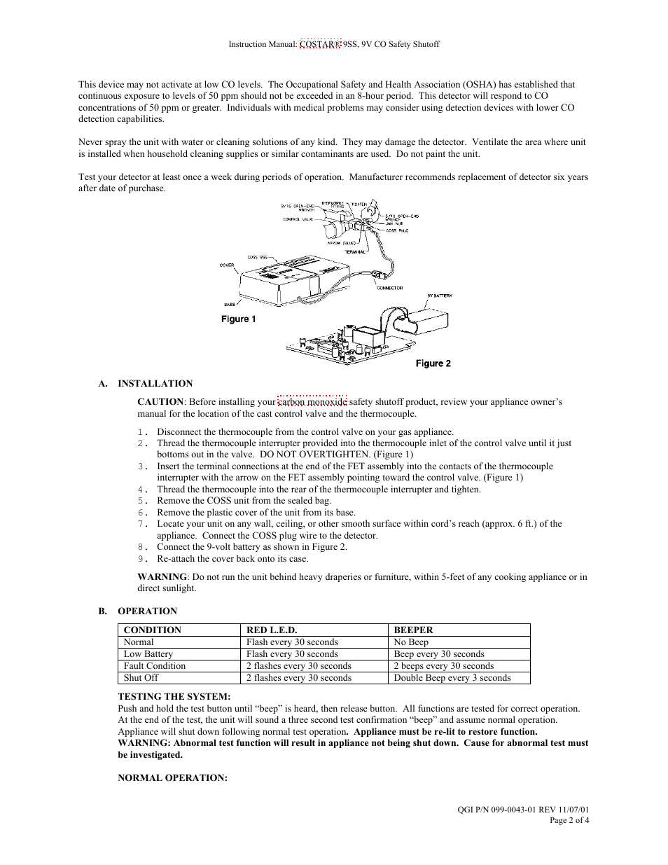 Costar 9SS User Manual | Page 2 / 4