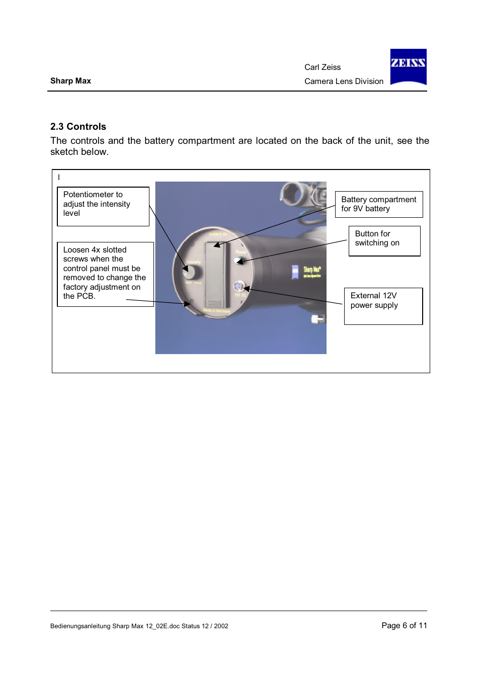 Carl Zeiss Camera Lens User Manual | Page 6 / 11