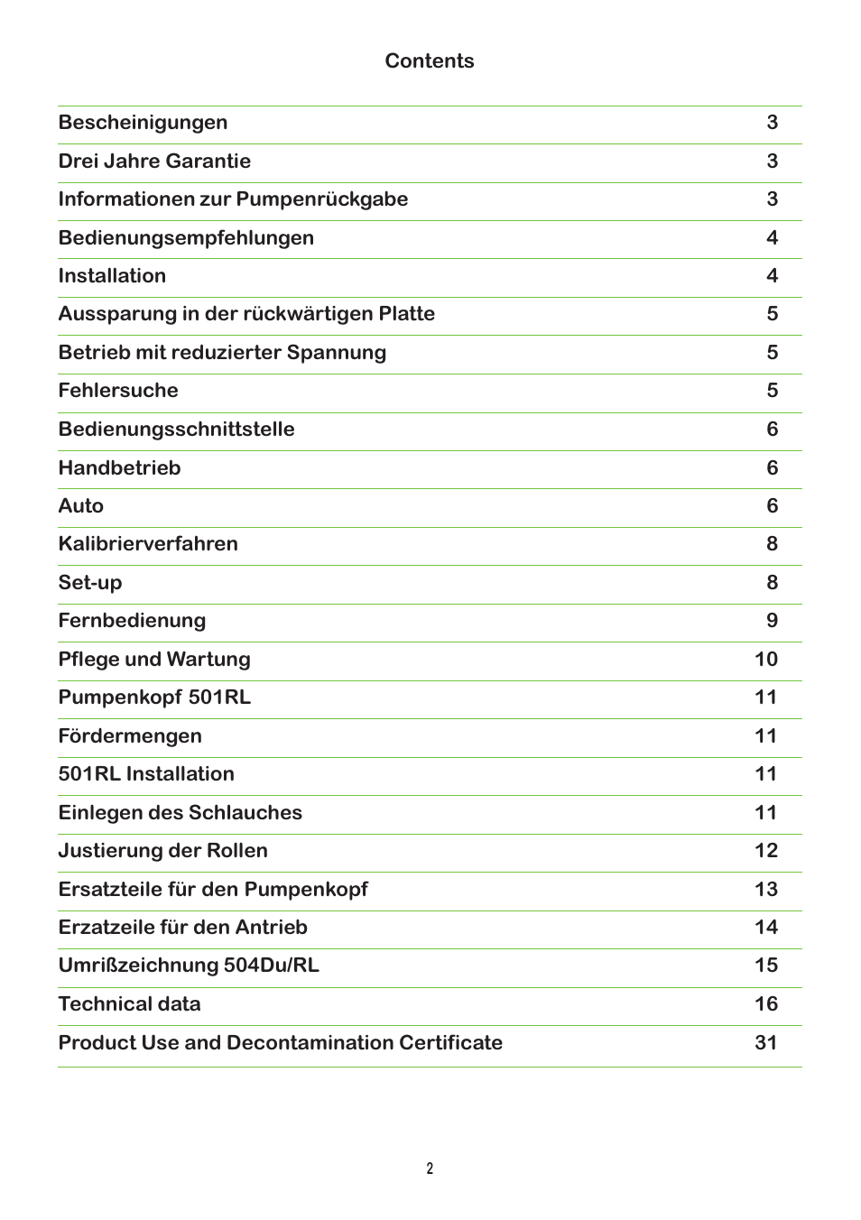 Watson-Marlow 504Du User Manual | Page 2 / 31