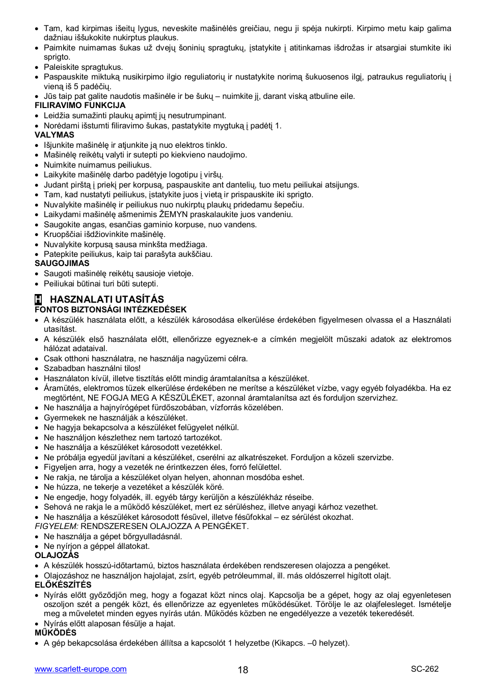 Scarlett SC-262 User Manual | Page 18 / 23