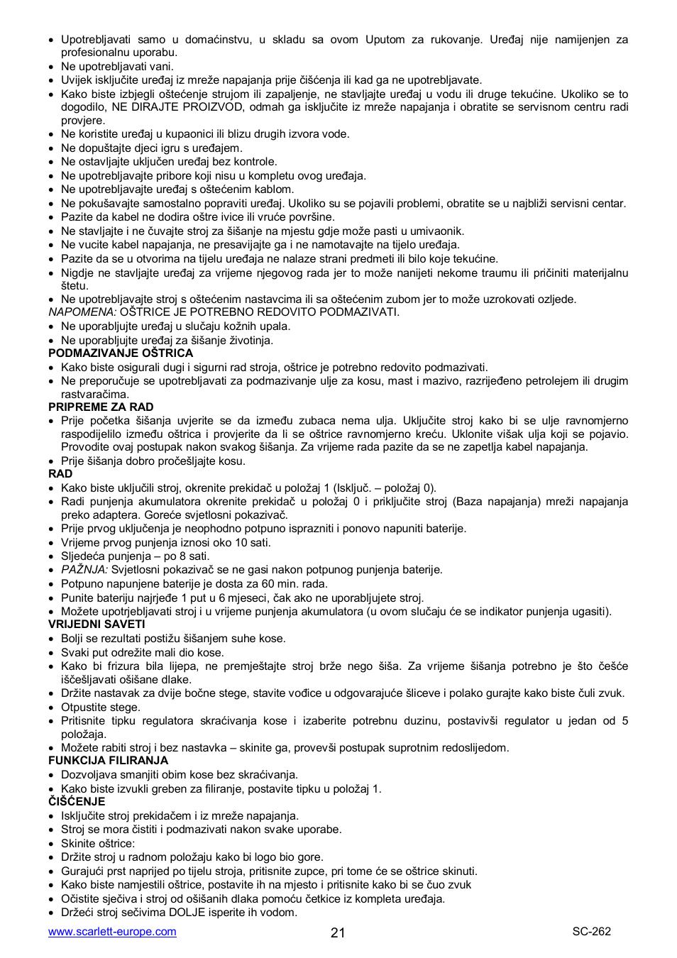 Scarlett SC-262 User Manual | Page 21 / 23