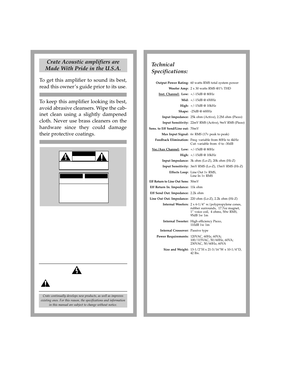 Crate Amplifiers CA 60D User Manual | Page 3 / 6