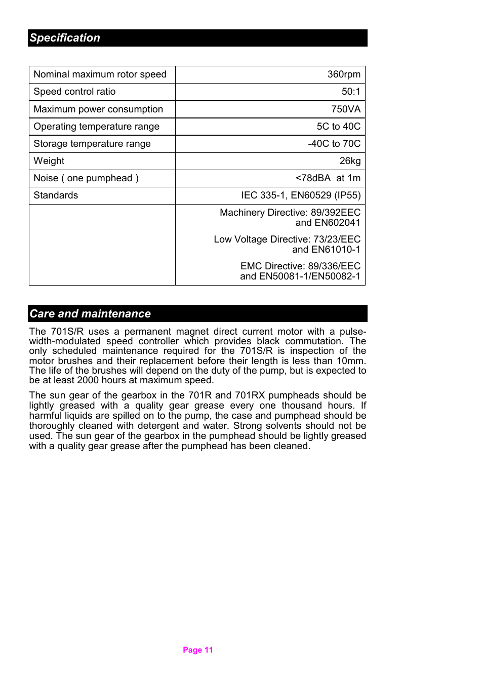 Watson-Marlow 701S/R User Manual | Page 11 / 16
