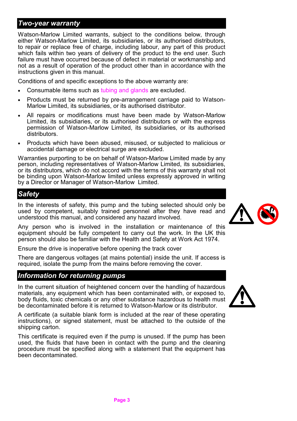 Watson-Marlow 701S/R User Manual | Page 3 / 16