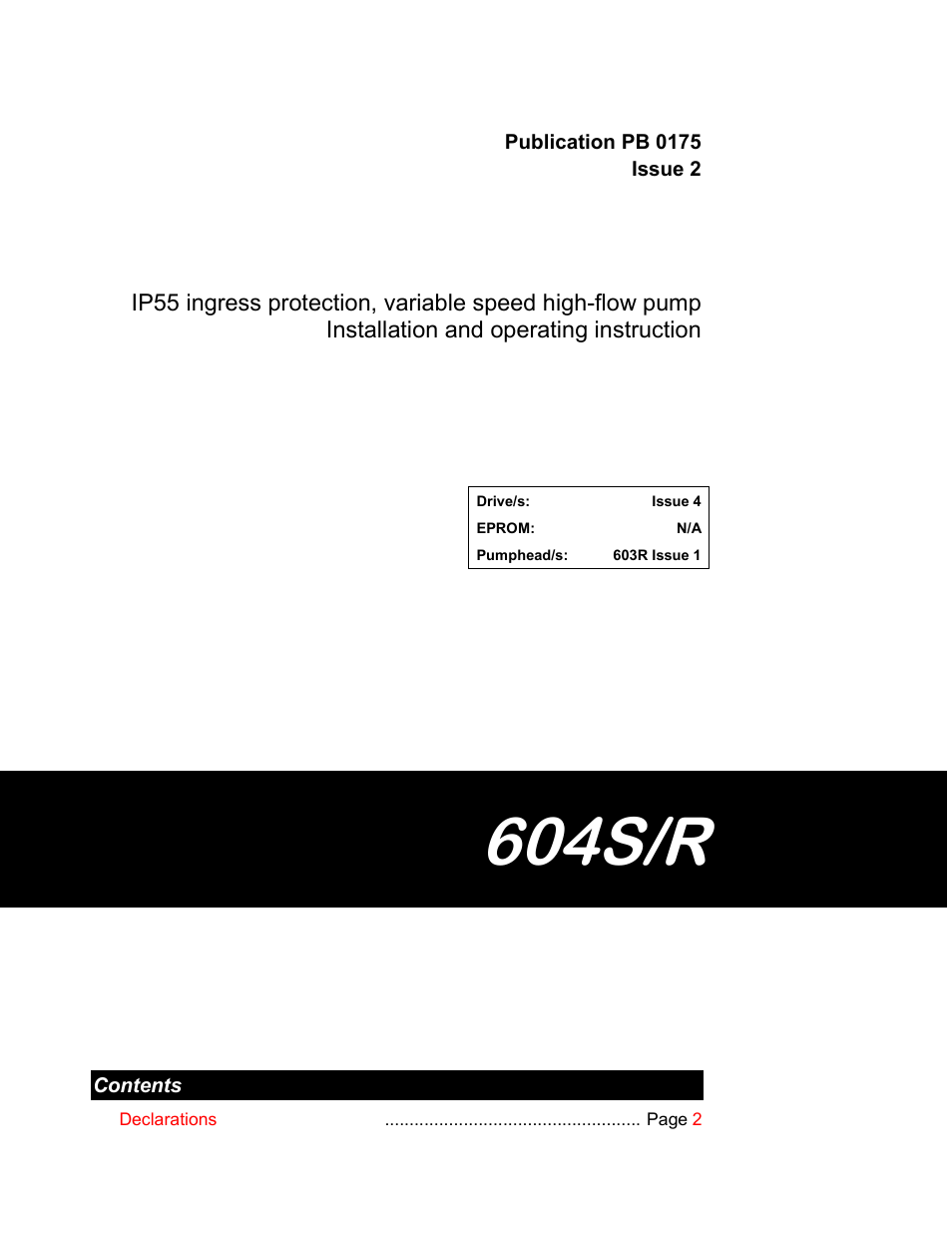 Watson-Marlow 604S/R User Manual | 12 pages