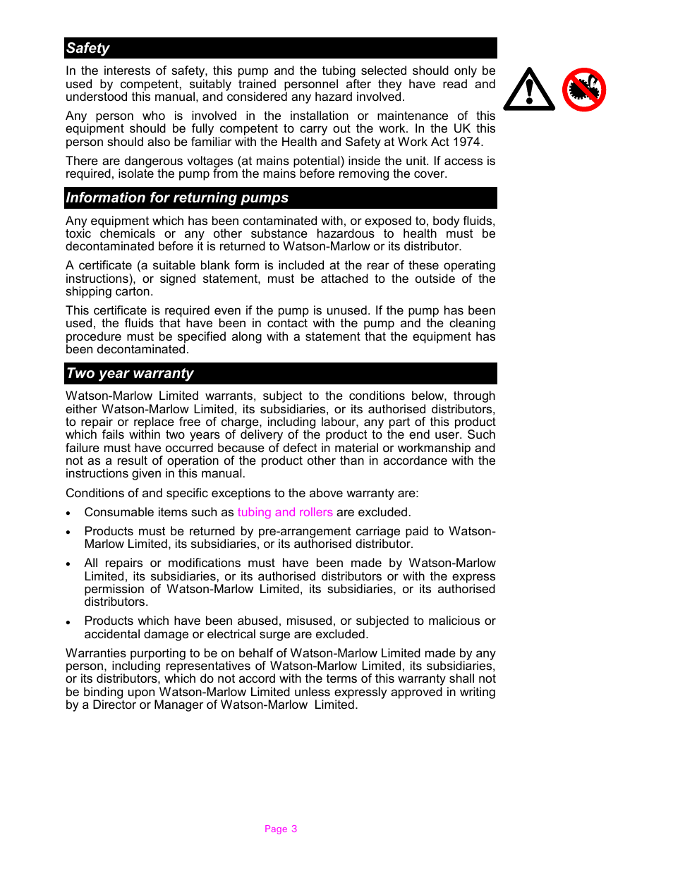 Watson-Marlow 604S/R User Manual | Page 3 / 12