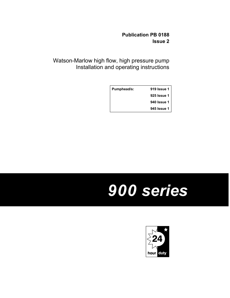 Watson-Marlow 900 Series User Manual | 20 pages