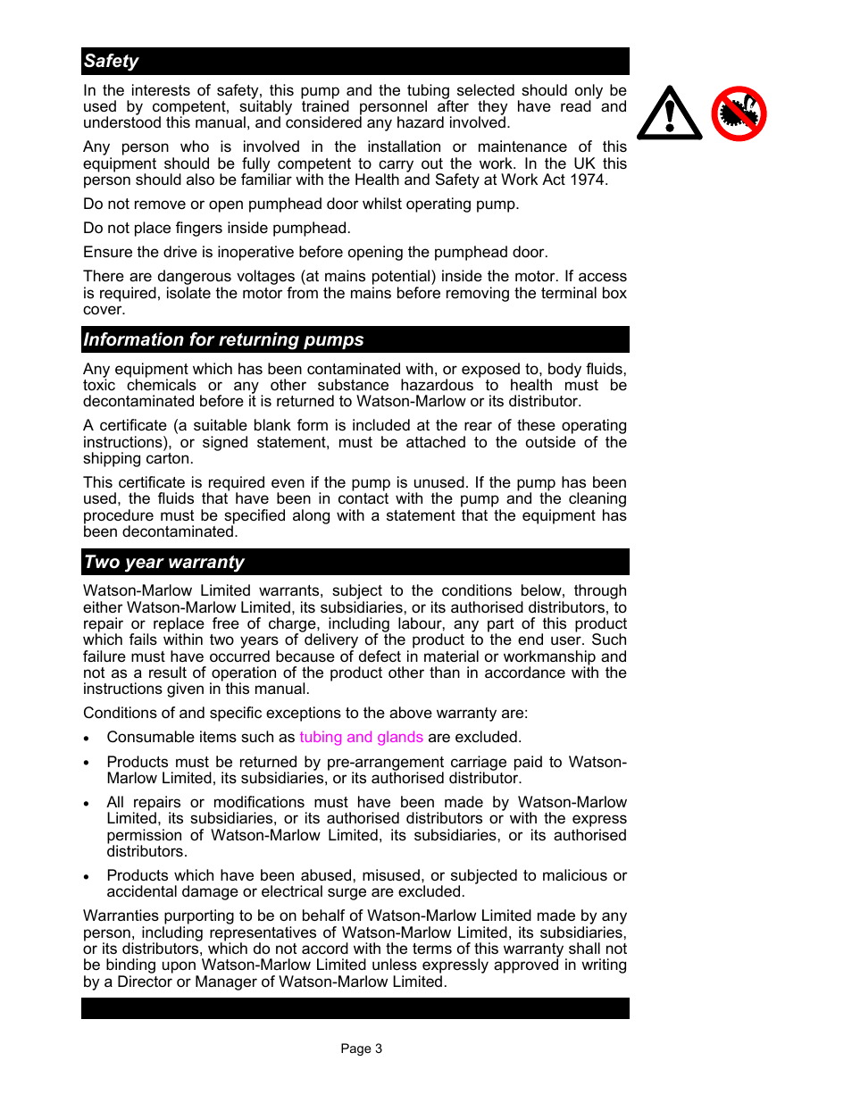 Watson-Marlow 900 Series User Manual | Page 3 / 20