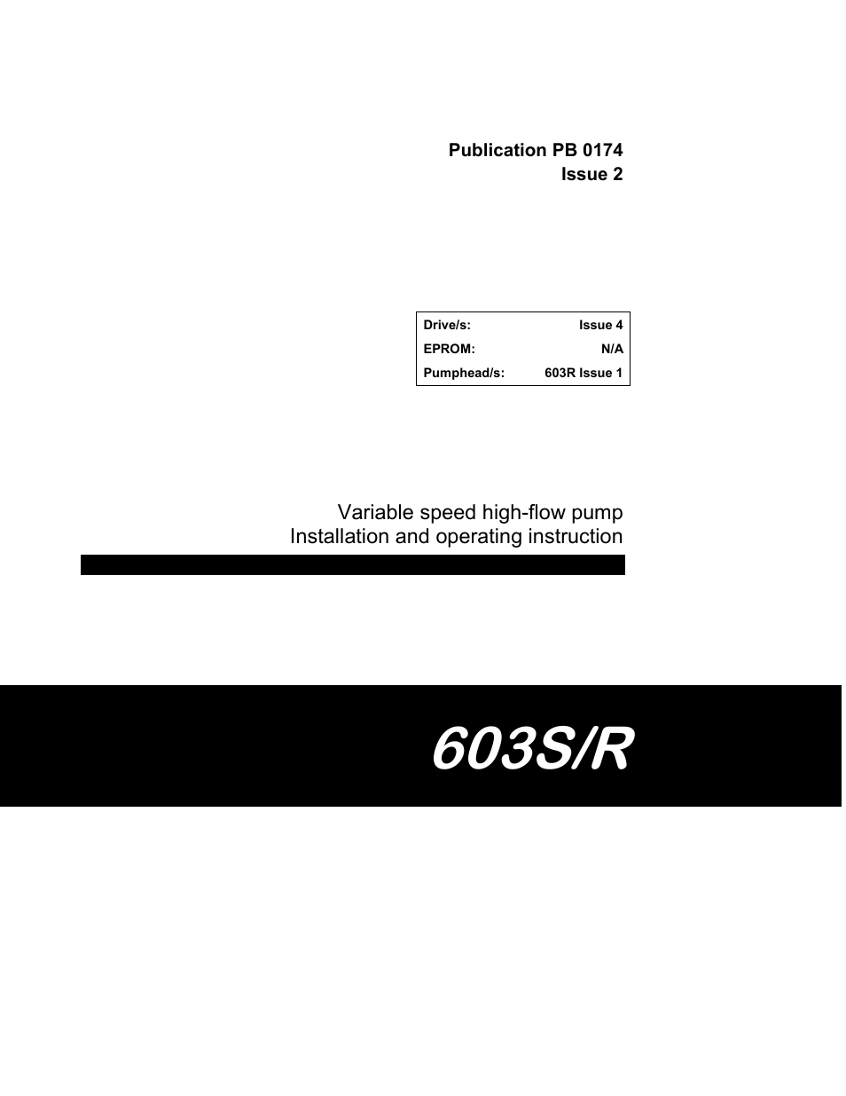 Watson-Marlow 603S/R User Manual | 12 pages