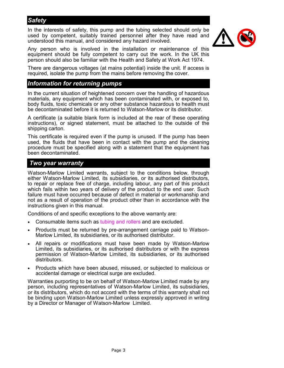 Watson-Marlow 603S/R User Manual | Page 3 / 12