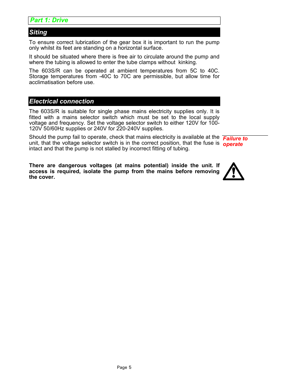 Watson-Marlow 603S/R User Manual | Page 5 / 12