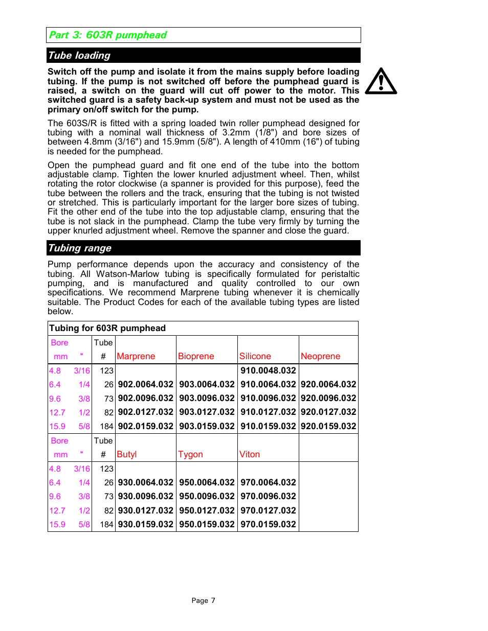 Watson-Marlow 603S/R User Manual | Page 7 / 12