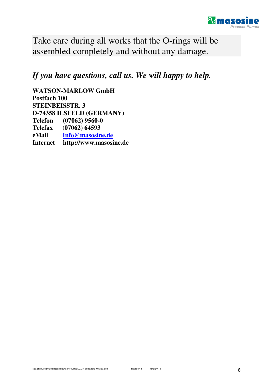 Watson-Marlow MR 160 User Manual | Page 18 / 24