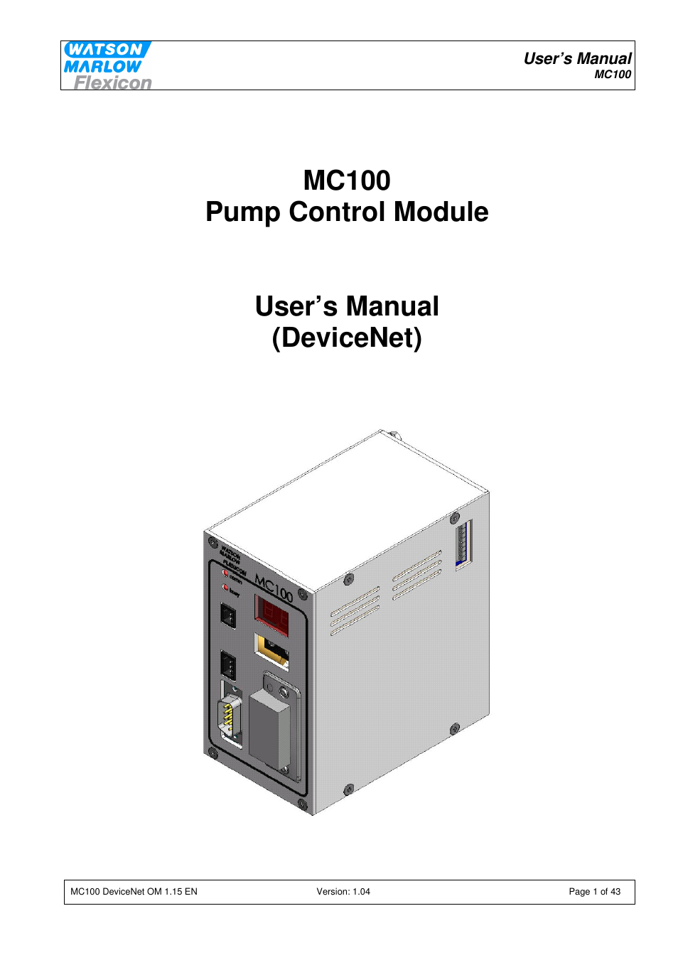 Watson-Marlow MC100 User Manual | 43 pages