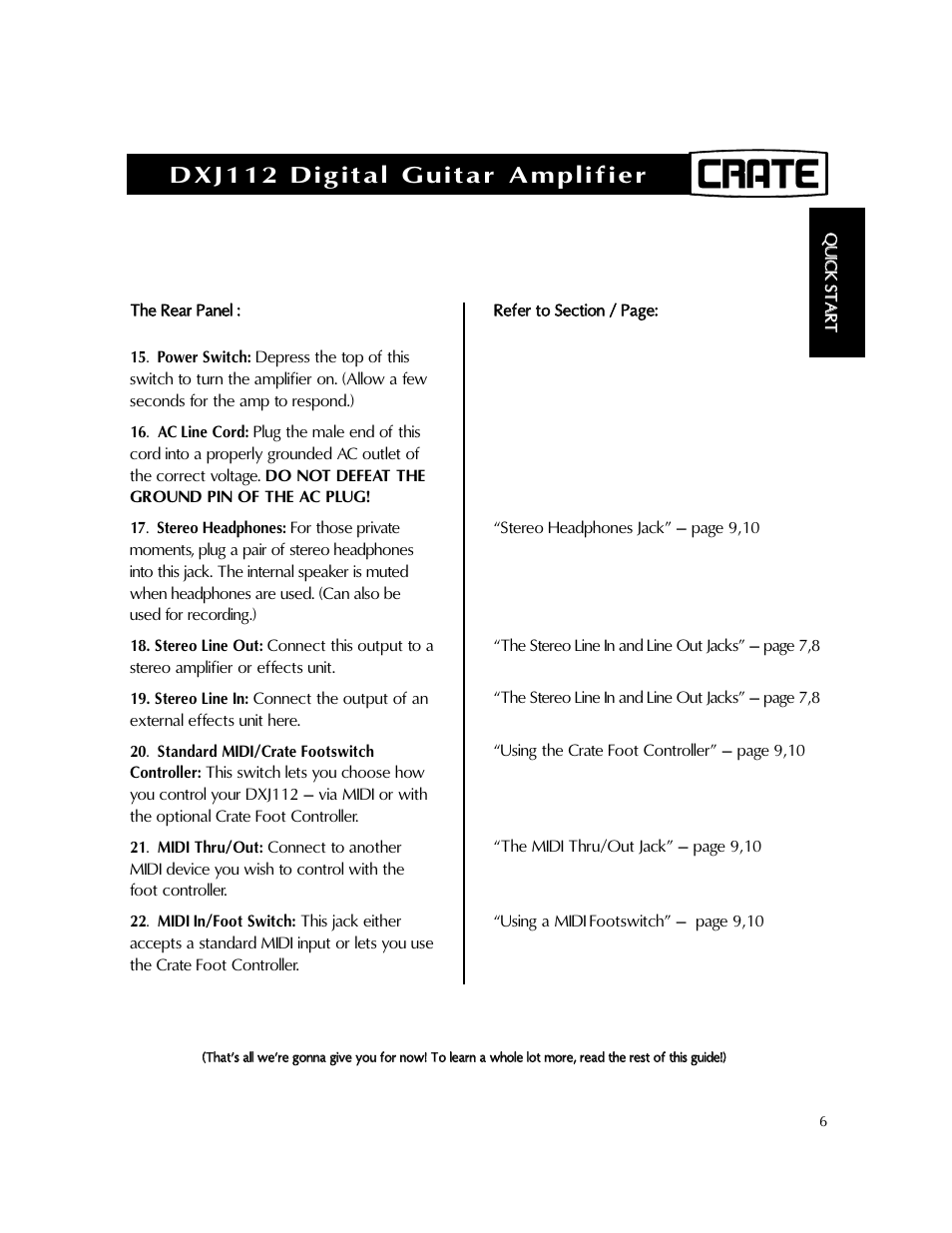 Dxj112 digital guitar amplifier | Crate Amplifiers DXJ112 User Manual | Page 10 / 35