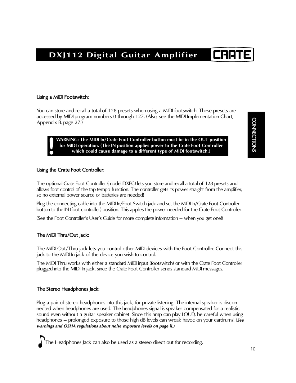 Dxj112 digital guitar amplifier | Crate Amplifiers DXJ112 User Manual | Page 14 / 35
