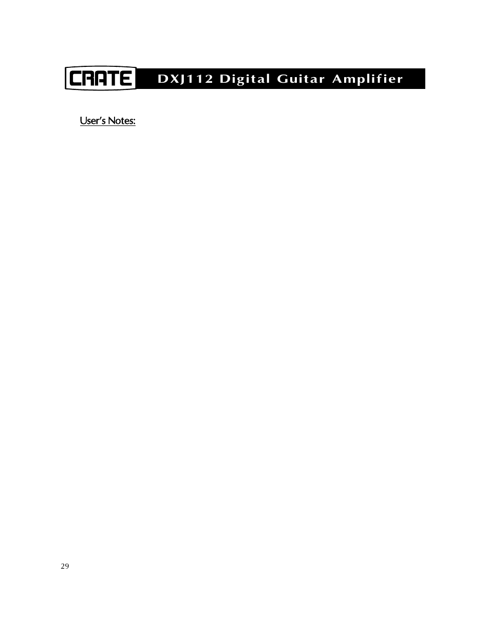 Crate Amplifiers DXJ112 User Manual | Page 33 / 35