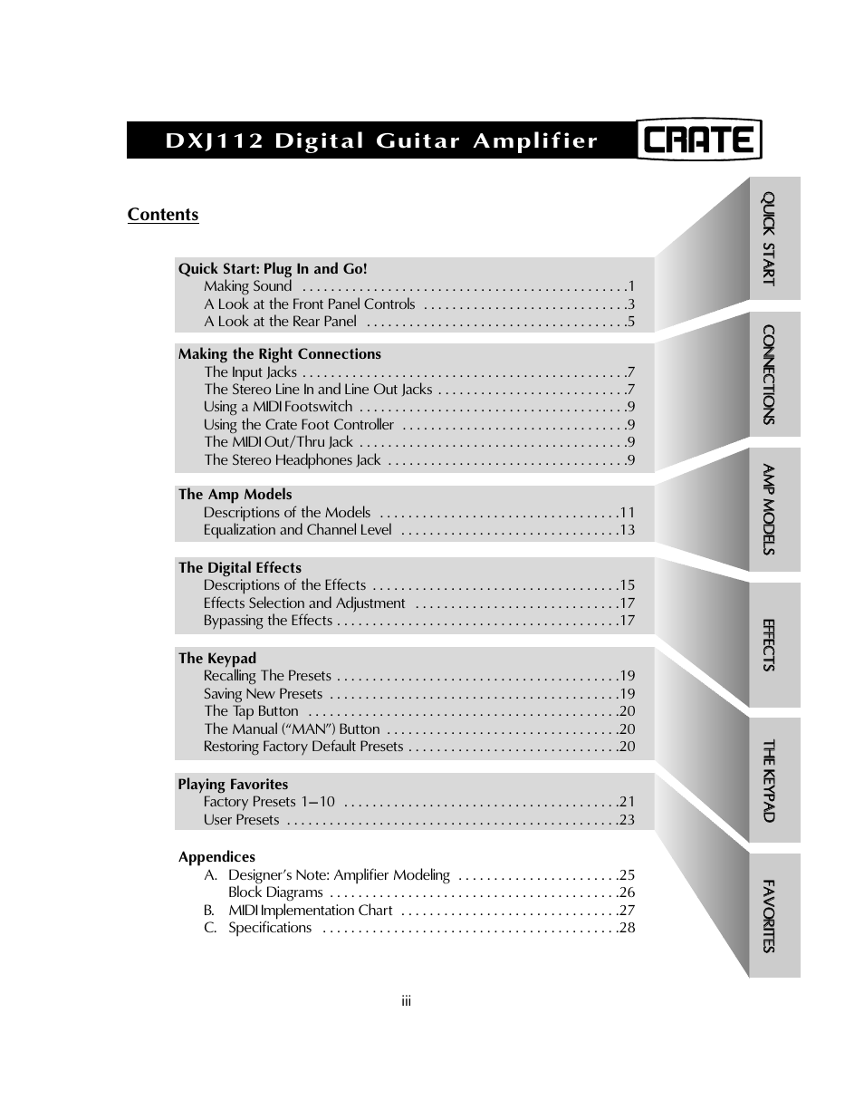 Dxj112 digital guitar amplifier | Crate Amplifiers DXJ112 User Manual | Page 4 / 35