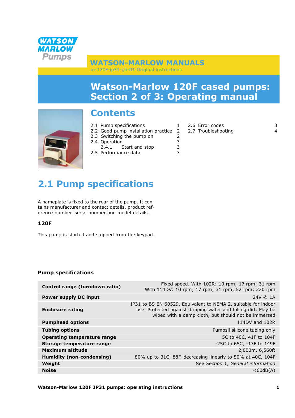 Watson-Marlow 120F/DV User Manual | Page 15 / 26