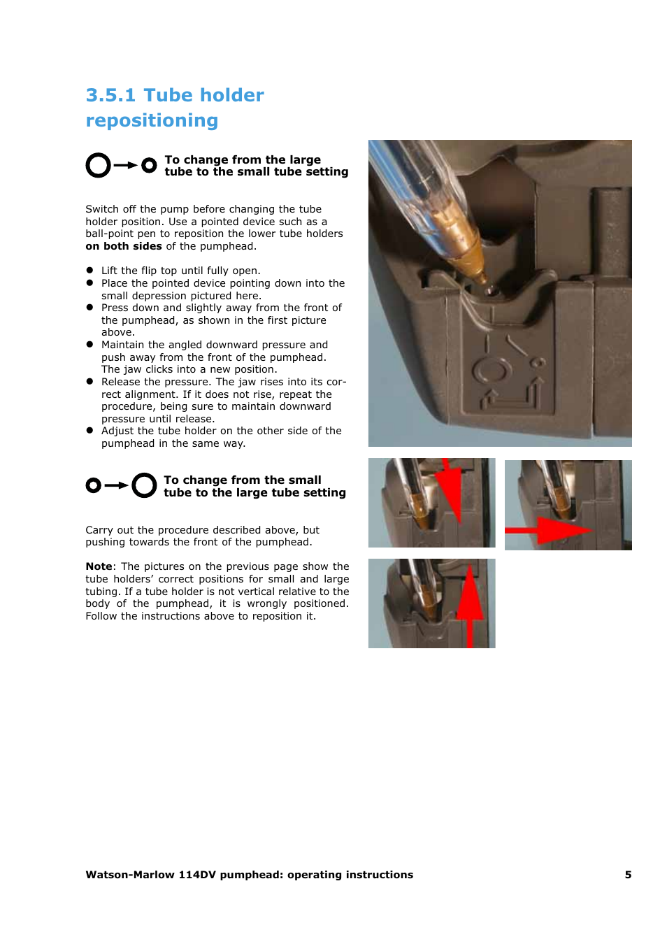 1 tube holder repositioning | Watson-Marlow 120F/DV User Manual | Page 23 / 26
